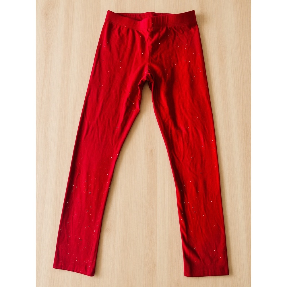 The Children's Place Girls Red Sparkle Glitter Leggings Size M 7/8 Holiday Pants